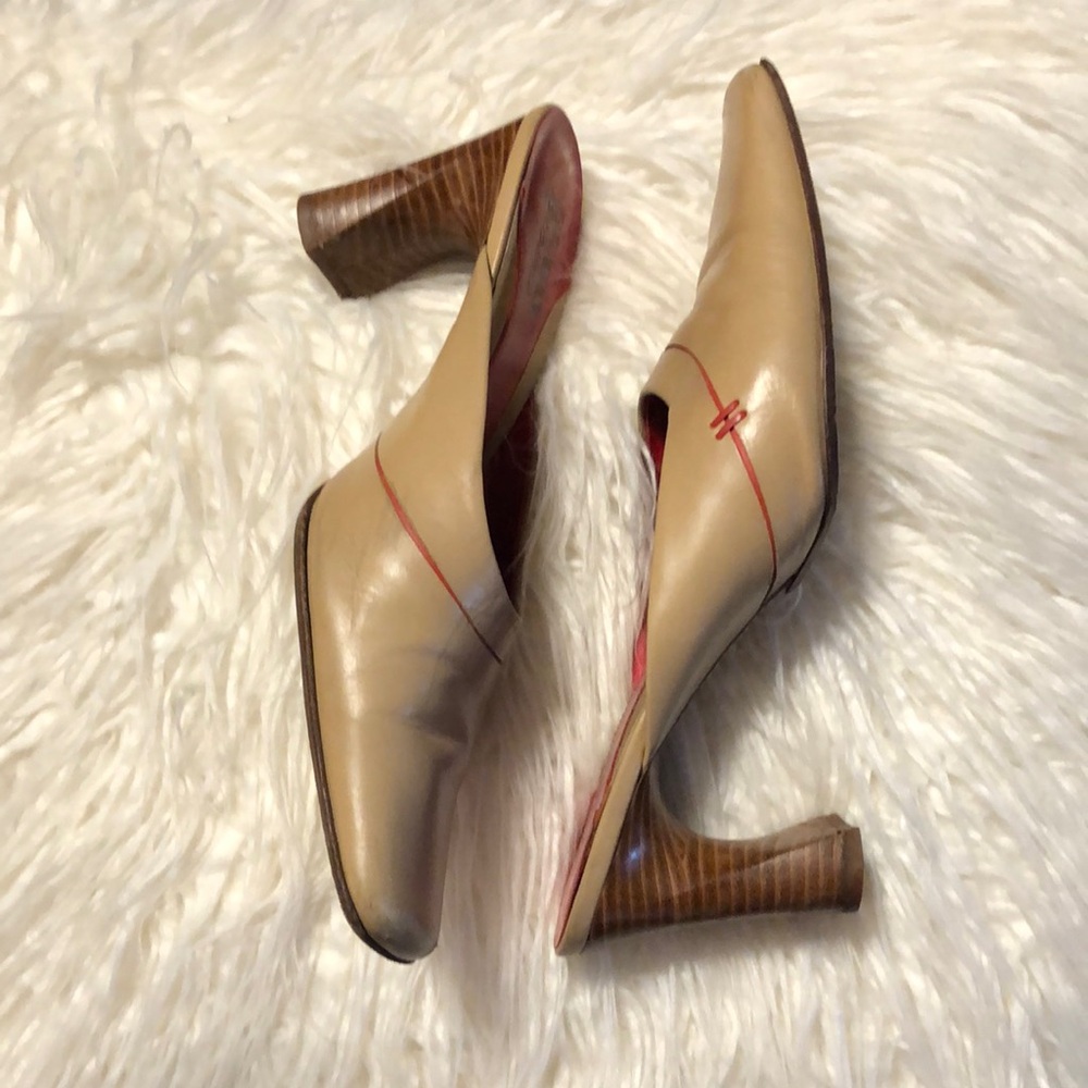 BRAVO BROWNS Tan and Red Leather Mules (LS-36) - Picture 3 of 8